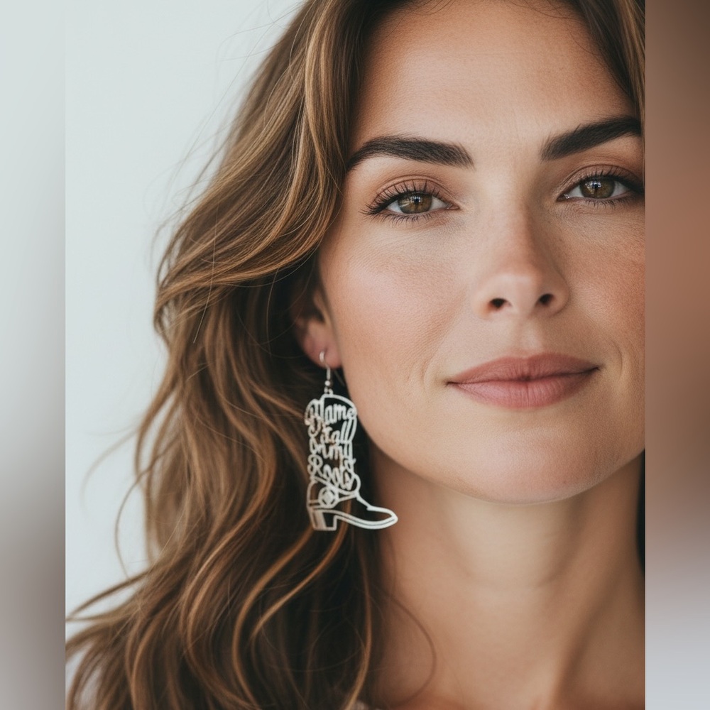 ❤️Silver Boot-Shaped Statement Earrings - Picture 1 of 1